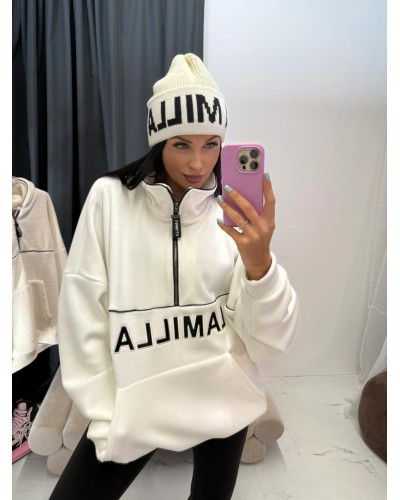 Bluza kangurek na suwak La Milla biała