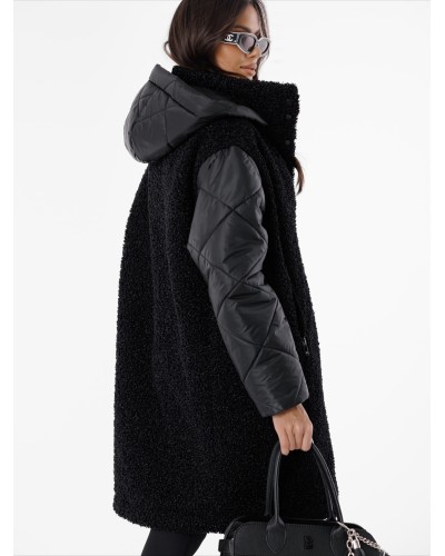 Kurtka baranek z pikowanymi rękawami By o la la...! czarna