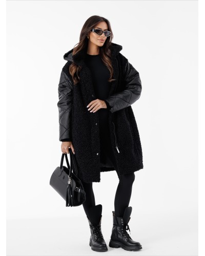 Kurtka baranek z pikowanymi rękawami By o la la...! czarna