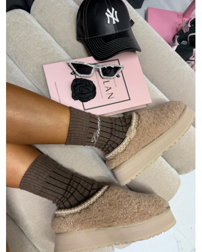 Skarpetki prążkowane z napisem La Milla czekoladowe