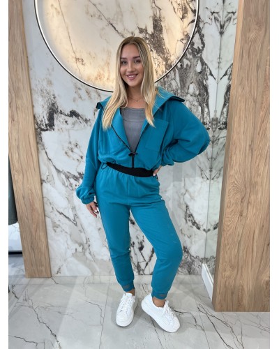 Krótka bluza na suwak By o la la...! petrol