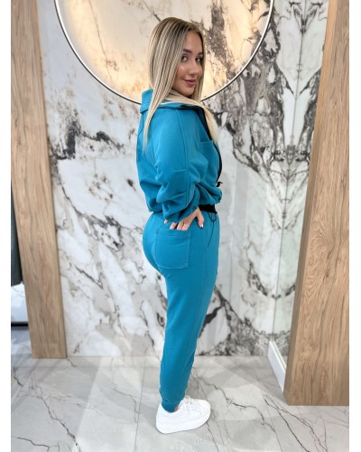 Krótka bluza na suwak By o la la...! petrol