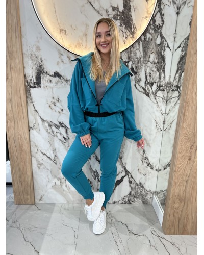 Krótka bluza na suwak By o la la...! petrol