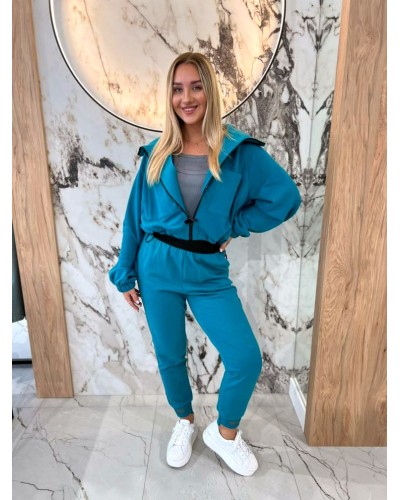 Krótka bluza na suwak By o la la...! petrol