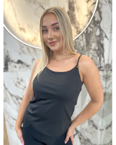 Top gładki na cienkich ramiączkach By o la la...! czarny