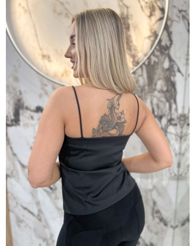 Top gładki na cienkich ramiączkach By o la la...! czarny