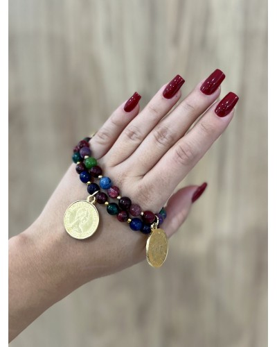 Bransoletka multicolor By o la la...! ze złotą monetą