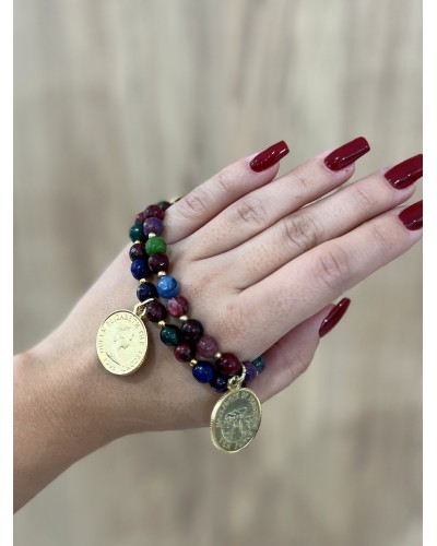 Bransoletka multicolor By o la la...! ze złotą monetą