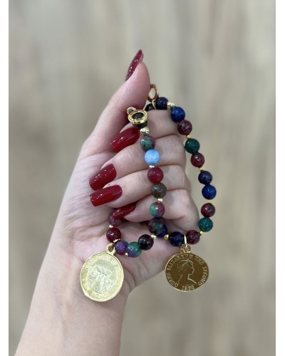 Bransoletka multicolor By o la la...! ze złotą monetą