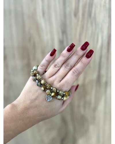 Bransoletka piaskowiec By o la la...! ze srebrną zawieszką