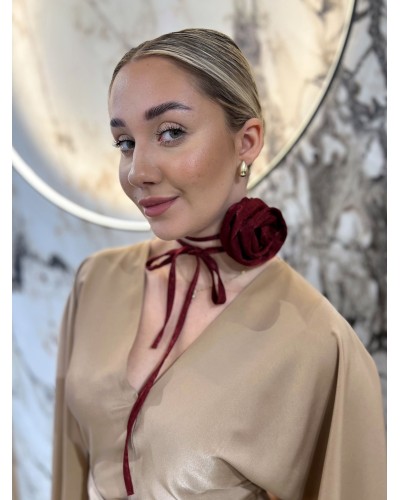 Róża na szyję By o la la...! burgundowa