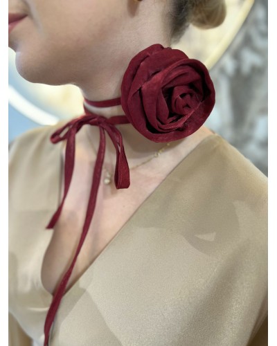 Róża na szyję By o la la...! burgundowa