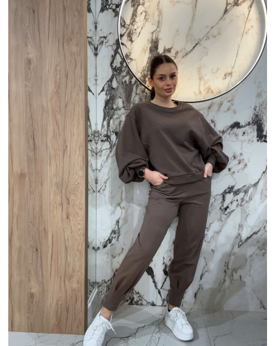 Bluza z bufiastym rękawem By o la la...! kakao