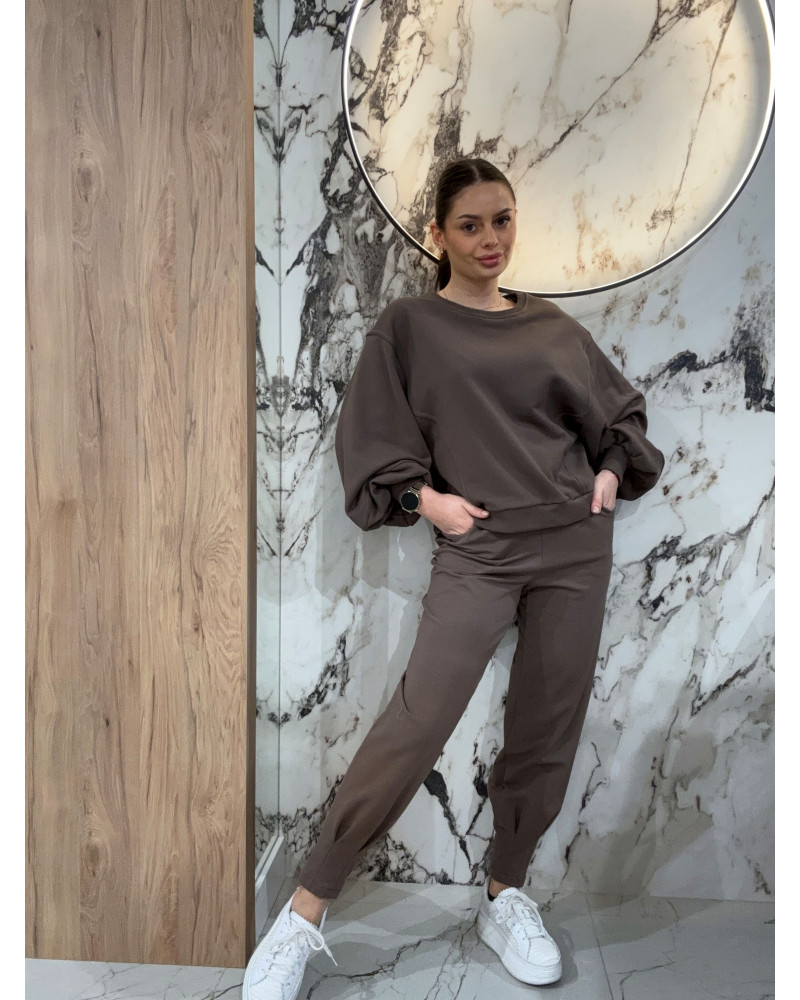 Bluza z bufiastym rękawem By o la la...! kakao