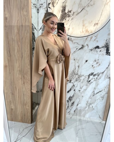 Sukienka satynowa Wenecja By o la la...! camelowa