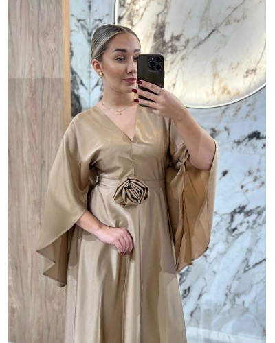 Sukienka satynowa Wenecja By o la la...! camelowa