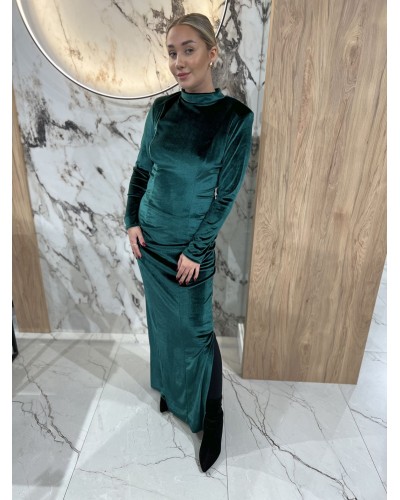 Sukienka welurowa Gloria By o la la...! butelkowa zieleń