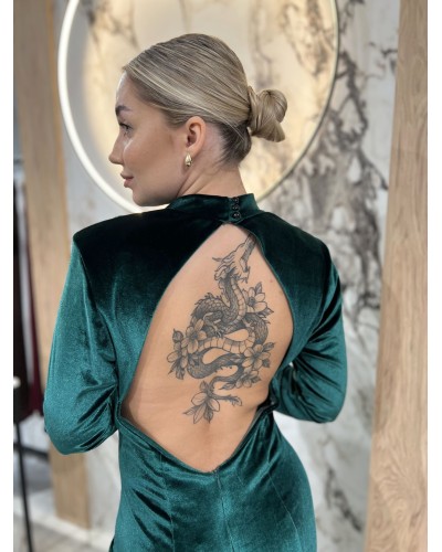 Sukienka welurowa Gloria By o la la...! butelkowa zieleń