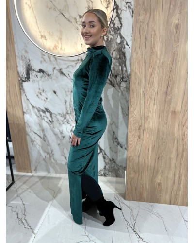 Sukienka welurowa Gloria By o la la...! butelkowa zieleń