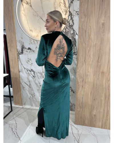 Sukienka welurowa Gloria By o la la...! butelkowa zieleń