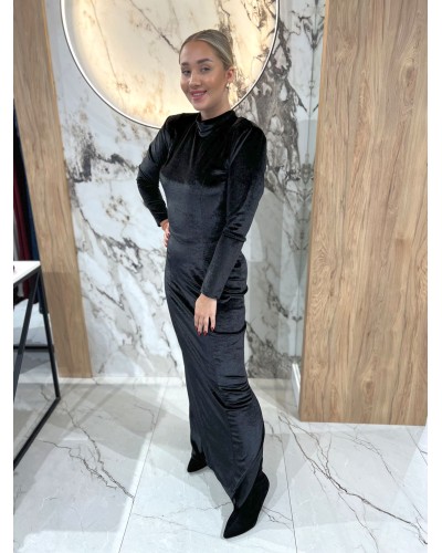 Sukienka welurowa Gloria By o la la...! czarna