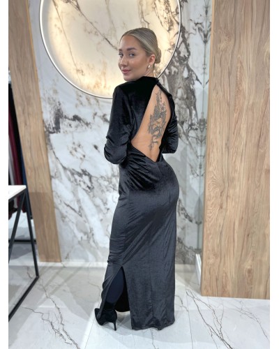 Sukienka welurowa Gloria By o la la...! czarna