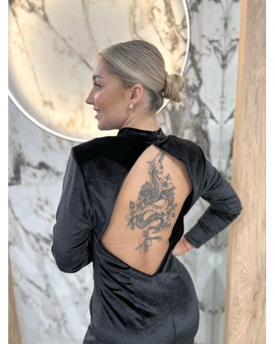 Sukienka welurowa Gloria By o la la...! czarna