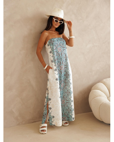 Sukienka maxi BOHO na biust By o la la...! turkusowa