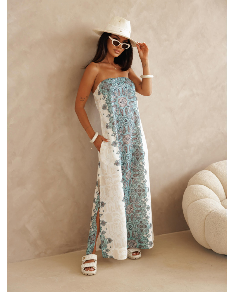 Sukienka maxi BOHO na biust By o la la...! turkusowa