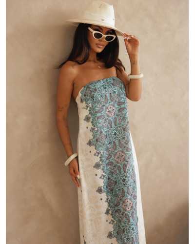 Sukienka maxi BOHO na biust By o la la...! turkusowa