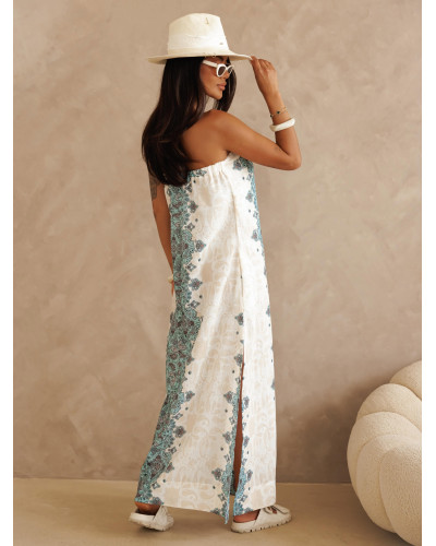 Sukienka maxi BOHO na biust By o la la...! turkusowa