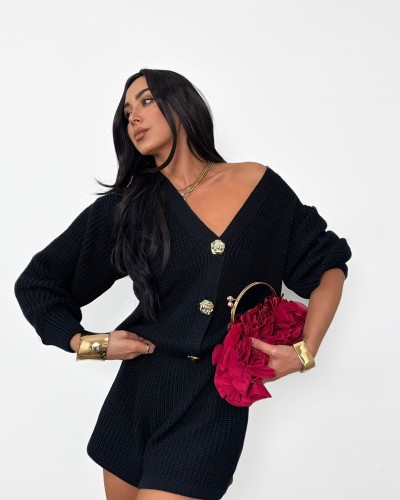 Komplet sweter plus spodenki La Milla czarny