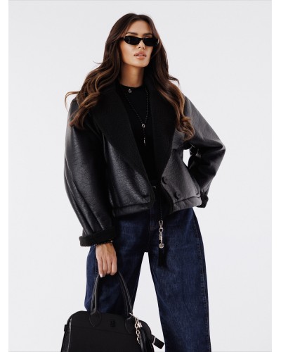 Kożuch z ekoskóry By o la la...! czarny