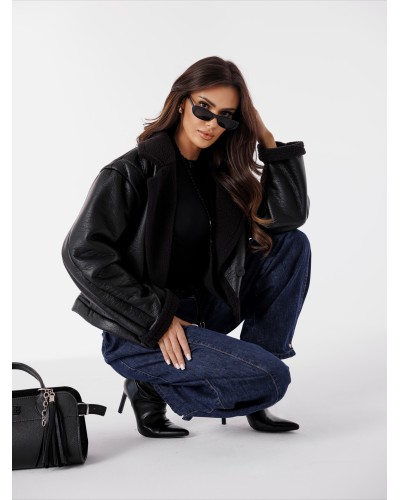 Kożuch z ekoskóry By o la la...! czarny