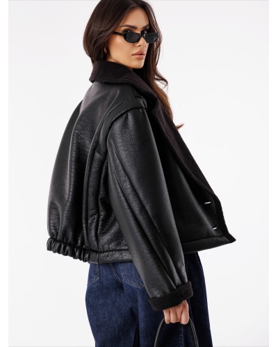 Kożuch z ekoskóry By o la la...! czarny