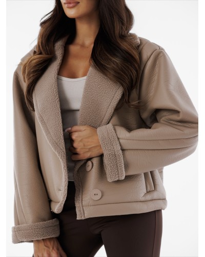 Kożuch z ekoskóry By o la la...! beżowy