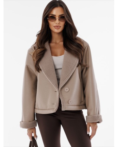 Kożuch z ekoskóry By o la la...! beżowy