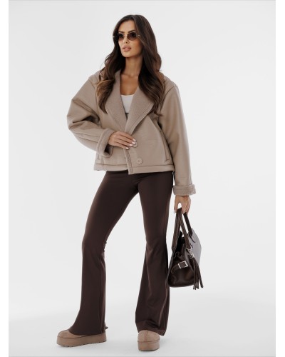 Kożuch z ekoskóry By o la la...! beżowy