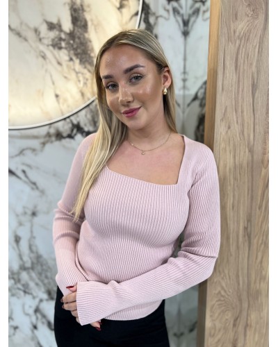 Cienki sweterek caro By o la la...! pudrowy róż