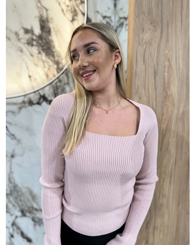 Cienki sweterek caro By o la la...! pudrowy róż