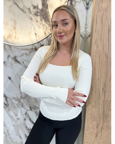 Cienki sweterek caro By o la la...! śmietankowy