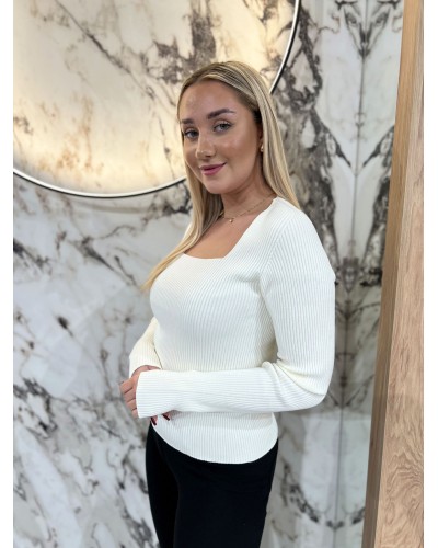 Cienki sweterek caro By o la la...! śmietankowy