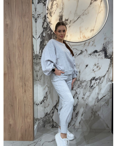 Bluza z bufiastym rękawem By o la la...! szary melanż