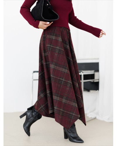 Spódnica w kratę By o la la...! merlot