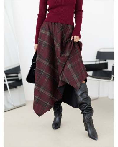 Spódnica w kratę By o la la...! merlot
