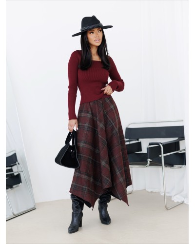 Spódnica w kratę By o la la...! merlot