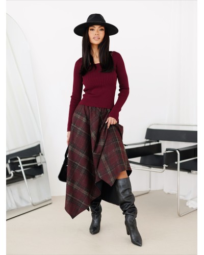 Spódnica w kratę By o la la...! merlot