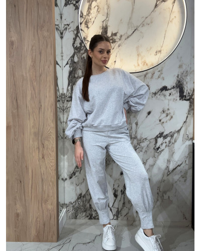 Bluza z bufiastym rękawem By o la la...! szary melanż