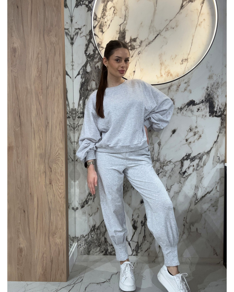 Bluza z bufiastym rękawem By o la la...! szary melanż