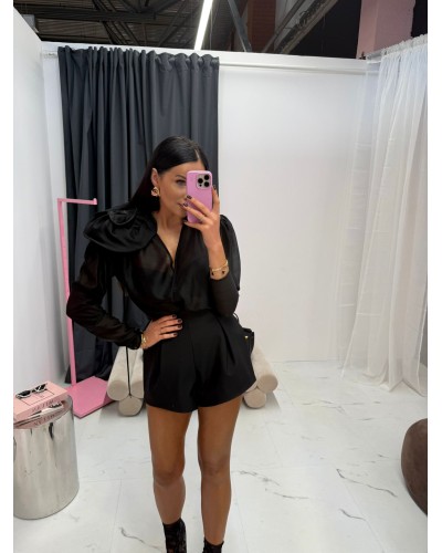 Koszula z różą na ramieniu La Milla czarna